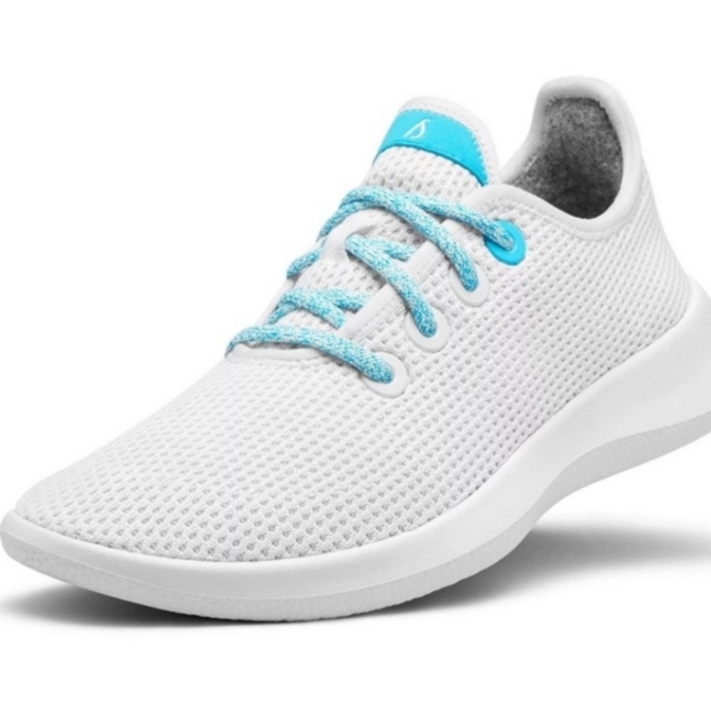 Allbirds White Sneakers with Light Blue Accents - Picture 4 of 9